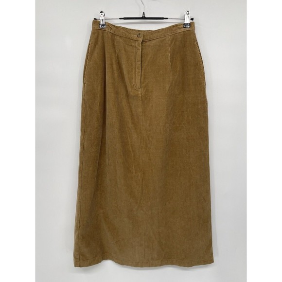 L.L.Bean Corduroy‎ Long Skirt Brown Size 6R Back Slit - Picture 1 of 6